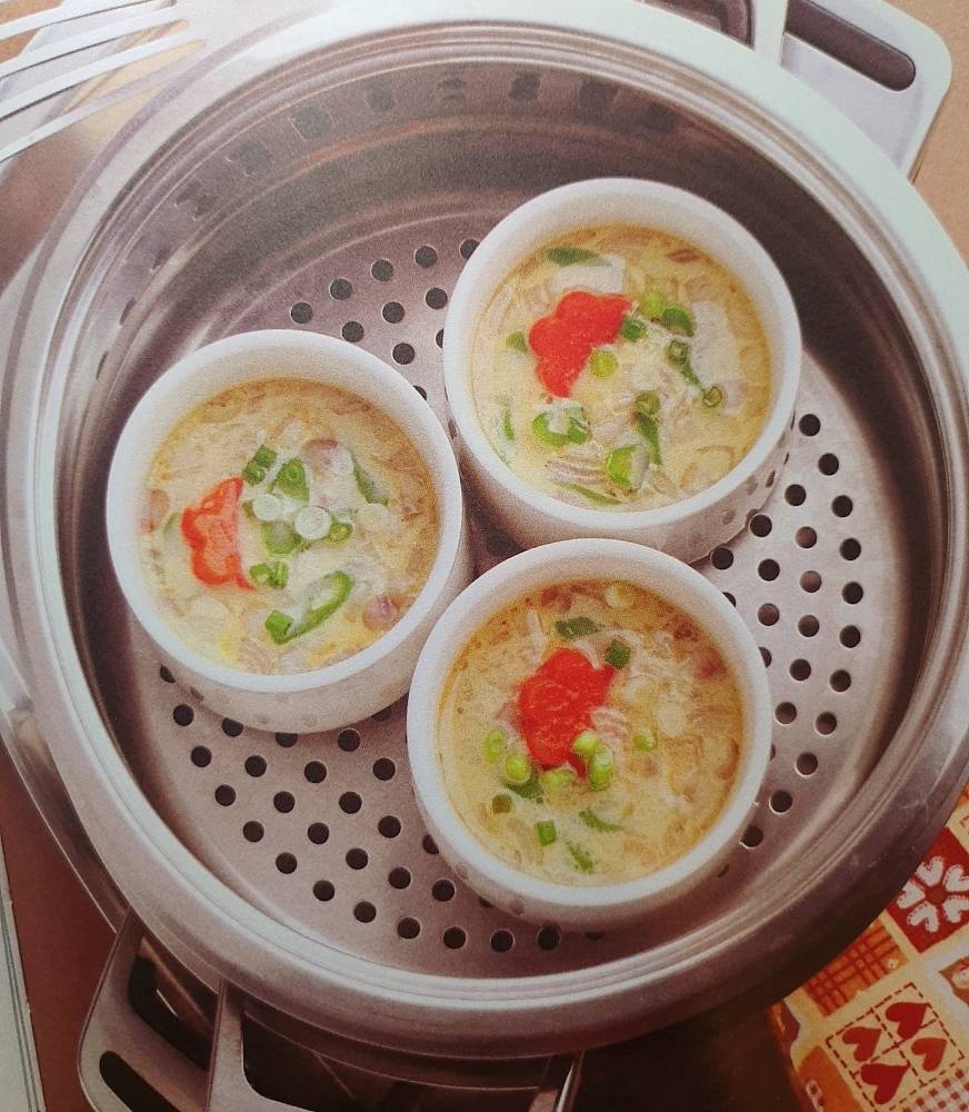 egg Stew with Vegetables, known as ไข่ตุ๋นกับผัก (Kai Toon Gup Phak)